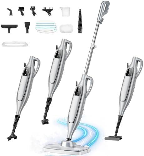 Steam Mop, 11-in-1 Powerful Handheld Steam Cleaner with 11.8 OZ Removable Tank, Detachable Steam Mops for Floor Cleaning with 23FT Power Cord, MultiPurpose Steamer for Hardwood Tile Carpets Furniture