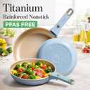 CAROTE 18Pcs Pots and Pans Set, Titanium kitchen Pan Set, Nonstick Cookware Set Detachable Handle, Induction kitchen cookware Non Stick, RV Cookware Sets, Oven Safe, Blue