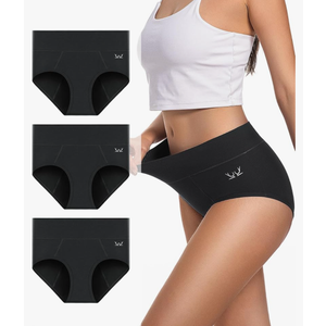 Period Underwear For Women Heavy Flow, Leakproof Panties High Waisted Cotton Postpartum Teens Hipster Briefs 3 Pack, Size Medium, Black 