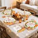 100Pcs Thanksgiving Oval Paper Plates and Napkins Set, 10" x 12" Party Plates,Large Disposable Dinner Plates for Fall Party and Thanksgiving Day