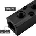 Air Manifold, 5 Way 7 Port Air Compressor Manifold, Air Hose Inline Manifold Block Splitter, Pneumatic Manifold Air Distribution Block, NPT 1/2 Inch Supply Port, NPT 1/4 Inch Output Portblack