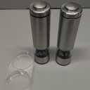 Electric Salt & Pepper Grinder Set  Battery Operated Stainless-Steel Mills & Shakers with Light, Adjustable Ceramic Grinders & Acrylic Rest Tray