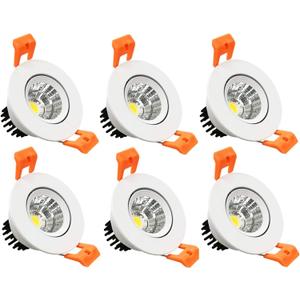 inShareplus 2 Inch LED Downlight, Recessed Lighting COB Dimmable, 5000K Daylight White, CRI80, Ceiling Lights with LED Driver, 6 Pack