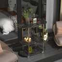 Black Bar Carts with 4-Tier Storage Shelves, Mobile Bar Serving Cart with Wine Rack and Glass Holder, for The Home, Kitchen, Living Room, Dining Room, 32.95 x 15.75 x 37.4 inches