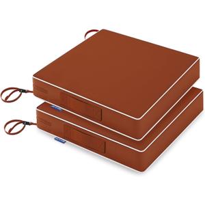 MIULEE Rust 19 x 19 x 3 Outdoor Chair Cushions Waterproof Patio Chair Cushions with Adjustable Straps Set of 2 for Patio Furniture 3-Year Color Fastness Garden Sofa Couch