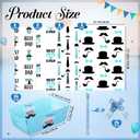 Gueevin 24 Sets Happy Father's Day Empty Gift Baskets, 24 Cardboard Market Trays to Fill 24 Cellophane Bags 24 Blue Pull Bows, DIY Gift Wrapping for Father's Day Birthday Party