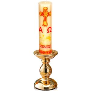Cirios Pascual Catolico Paschal Candle with Holder Catholic First Communion Baptism Gift Virgen De Guadalupe Cross Prayer Candle Decoration for Catholic First Communion Church Supplies(Novelty Style) Red