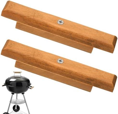 2 Pack Cherry Wood Replacement Handle with Mounting Screws Compatible with Weber 22.5" and 18.5" Charcoal Grill, Also Fits Many Similar Grills and Smokers