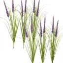 24'' Tall Faux Lily Turf (Liriope Muscari), Realistic Ornamental Grass with Small Violet-Purple Flowers (6 Pack)