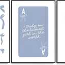 Preppy Blue Bows Canvas Wall Art Trendy College Apartment Prints Lucky Girl Syndrome Posters Ace Poker Pictures Aesthetic Girly Cherry Wall Decor Painting For Bedroom Dorm Living Room 16x24in Unframed (24L" x 16W")