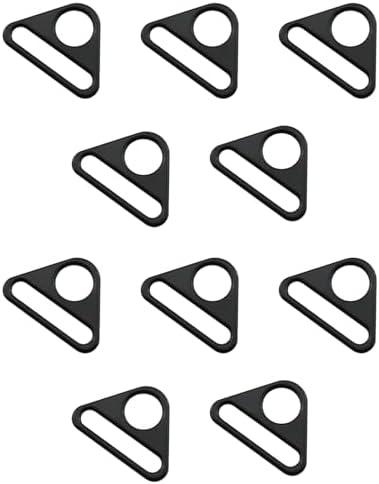 Maxmoral 10PCS Black Triangle Buckle Adjuster 1.5 Inch D Ring Adjuster Triangle Strip Swivel Clip Zinc Alloy