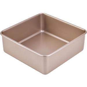 8-Inch Nonstick Deep Square Cake Pan with Removable Bottom, Baking Sheet and Brownie Pan 8.7" x 8.7" X 3.2" (Champagne Gold)