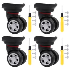 4Pcs Universal Swivel Wheel Left Suitcase Wheel (4L) 115W Series W055 Wheel Replacement Black