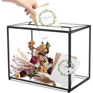 Transparent Acrylic Wedding Card Box with Lock, Slot Envelope Holder for Wedding Reception Bridal Shower Birthday Baby Shower Election Votes Graduation Parties Honeymoon Fund Memory Box