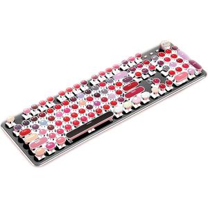 Corn K520 Lipstick Mechanical Gaming Keyboard Metal Panel Round Retro Backlit 104 Keys USB Wired Blue Switch for Desktop, Laptop