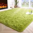 Green Grass Area Rugs for Bedroom Living Room, 9x12 Fluffy Fuzzy Shaggy Carpet for Kids Playroom Nursery Room, Thick Soft Plush Mat for Kids Baby Boys Teen Dorm Home Decor Aesthetic
