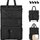 MILADA Expandable Collapsible Luggage, Large Duffle Bag for Travel, Black, One Size