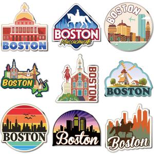 18 Pcs Boston Fridge Magnet Magnetic City Refrigerator Stickers Metal Boston Magnet Souvenirs Gifts Refrigerator Magnets Home Decoration Accessories