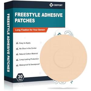 Ceeport 30 Pack Freestyle Adhesive Patches, Sensor Covers Intended for Freestyle Libre 2/3-Enlite-Medtronic Guardian, CGM Sensor Patches, No Glue in The Center, Long Fixation for Your Sensor(Tan)