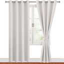 Hiasan Blackout Curtains for Bedroom, 52 x 84 Inches Long - Thermal Insulated & Light Blocking Window Curtains for Living Room/Kids Room, 2 Drape Panels Sewn with Tiebacks, Ivory