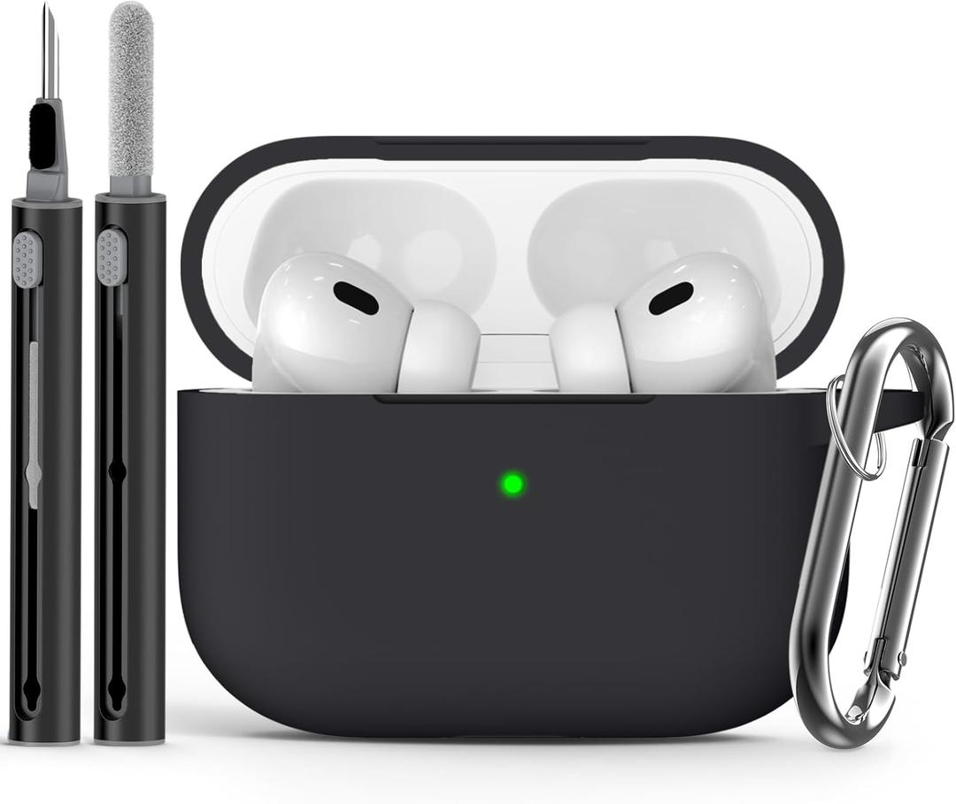 Ljusmicker for AirPods Pro Case Cover with Cleaner Kit,Soft Silicone Protective Cover for Apple AirPod Pro 2nd/1st Generation Case for Women Men,AirPods Pro 2/Pro Case Accessories with Keychain-Black | Cleaner Kit, Soft Silicone, Protective Case, for Women Men, Pro Case, Accessories