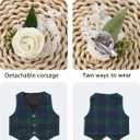 YUEMION Baby Boy Clothes Suit Infant Gentleman Wedding Outfit Formal Dress Shirt+Vest+Tie+Corsage+Pants 5Pcs Tuxedo Set 0-18M (0-3 Months, White and Green)