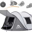 Pop Up Tents for Camping 2 Person Waterproof Pop Up Army Tents Surplus Tents Military Popup Tent Camping Easy Up Camping Tents Instant Pop Up Tent Big ,White & Grey, 110*78*51''