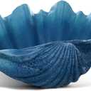 1 Pack 10 Inch Seashell Decorative Bowl Large Resin Clam Shell Conch Shape Bowl Coastal Beach Themed Table Decor Accents Entryway Table Decor for Living Room Coffee Bedroom Gift(Blue)