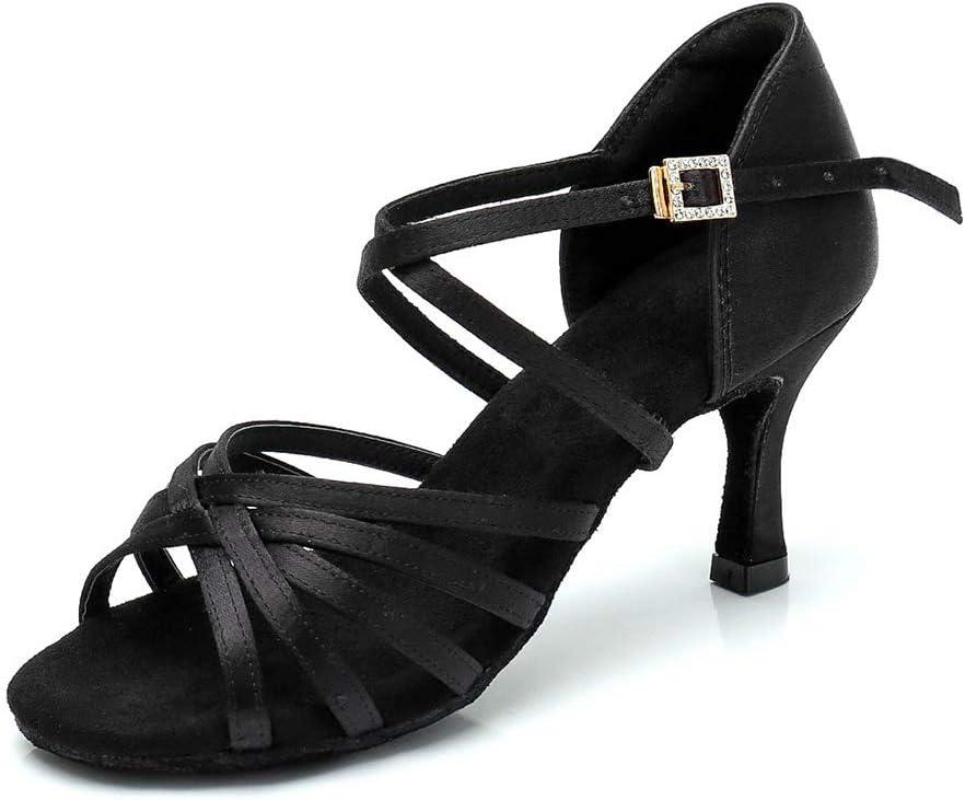 RoseMoli Women's Latin Dance Shoes Satin Professional Ballroom Salsa Practice Performance Dance Shoes, 39