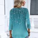 Zeagoo 3/4 Length Sleeve Womens Tops Dressy Casual 2026 V Neck T Shirts Blouses Floral Summer Business Work Basic Tees (Blue, M)