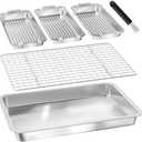 Grill Baskets 3 Piece Grill Baskets for Outdoor Grill Stainless Steel Grilling Basket BBQ Grilling Accessories for Grills Smokers Vegetable Grill Basket