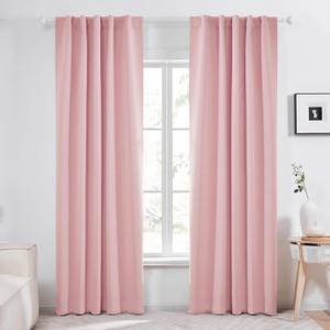 Deconovo Blackout Curtains  Room Darkening, Noise-Reducing, Thermal Insulated  Energy-Efficient Window Treatment for Bedroom, Living Room & Home Office  2 Panels, Coral Pink, 42W x 84L Inch