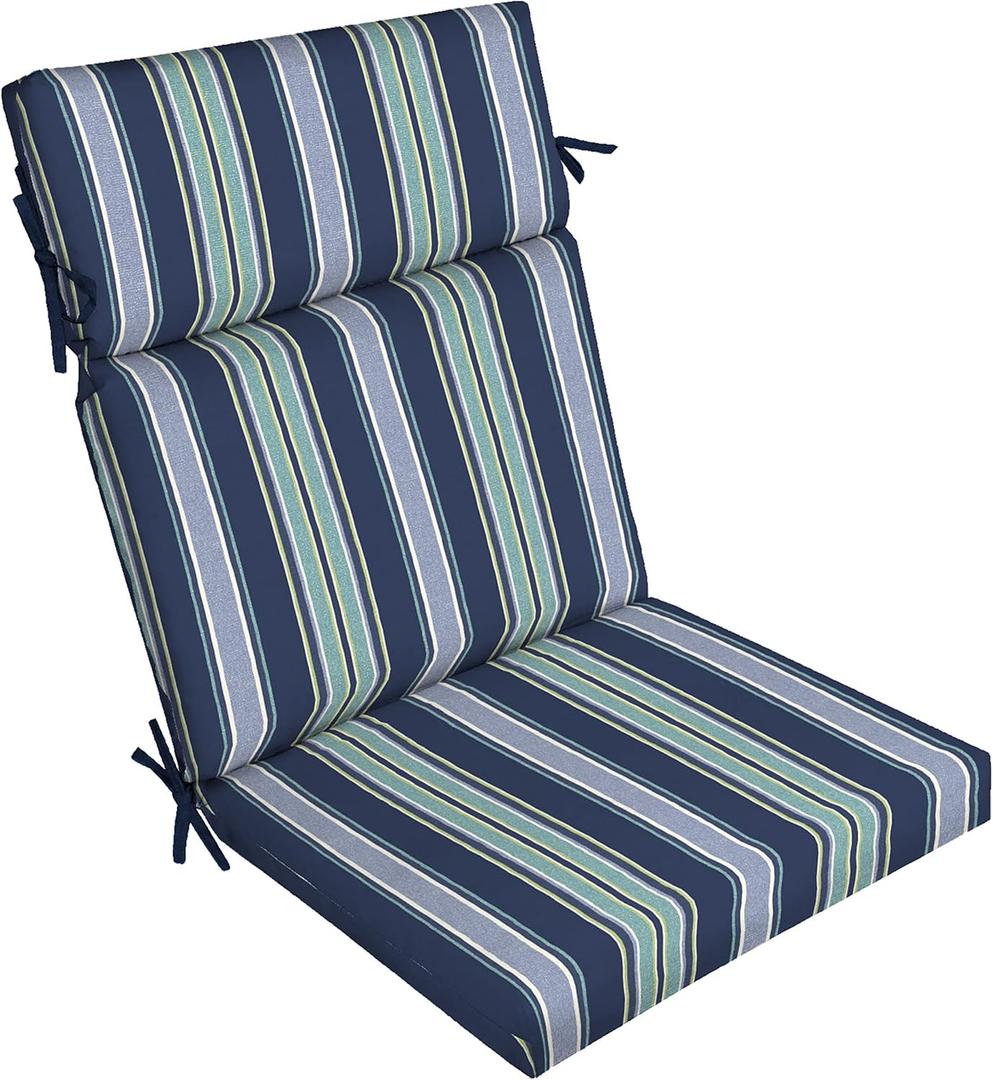 Arden Outdoor Chair Cushion, 21 x 20, Rain-Proof, Fade Resistant Sapphire Aurora Blue Stripe