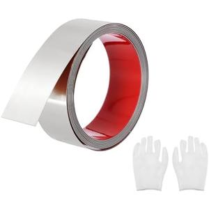 uxcell Stainless Steel Molding Trim Self Adhesive, Brushed Silver Peel and Stick Wall Molding Trim with Glove, Decorative Trim for Wall Mirror Home Decor, 1.6 Inch x 9.8 Feet