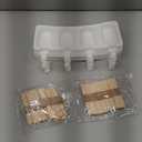 Sakolla 2 Pack Mini Popsicle Silicone Molds, 4 Cavities Oval Ice Pop Molds with 50 Wooden Sticks for Homemade Ice Cream, Cakesicles, Cake Pop (White)