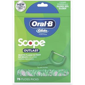 Oral-B Glide Complete Floss Picks, Dental Floss Picks, Scope Outlast, 75-ct, Toothpicks Floss Picks, 3 Pack