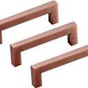 30 Pack 3 3/4 Inch Hole Center Antique Copper Stainless Steel Square Cabinet Pulls Cabinet Handles Drawer Handles Cupboard Handles