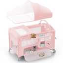 Obee Odee 4 in 1 Baby Bassinet, Pack and Play, Bedside Crib Sleeper, Diaper Changer - Comes with Mattress, Mosquito Net, Bottom Storage and Toy Bar for Newborn to Toddles