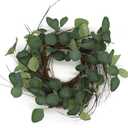 Rustic Country Artificial Eucalyptus Leaves and Twig Wreath, Year Round Full Green Wreath for Indoor or Outdoor Display, 14-Inch
