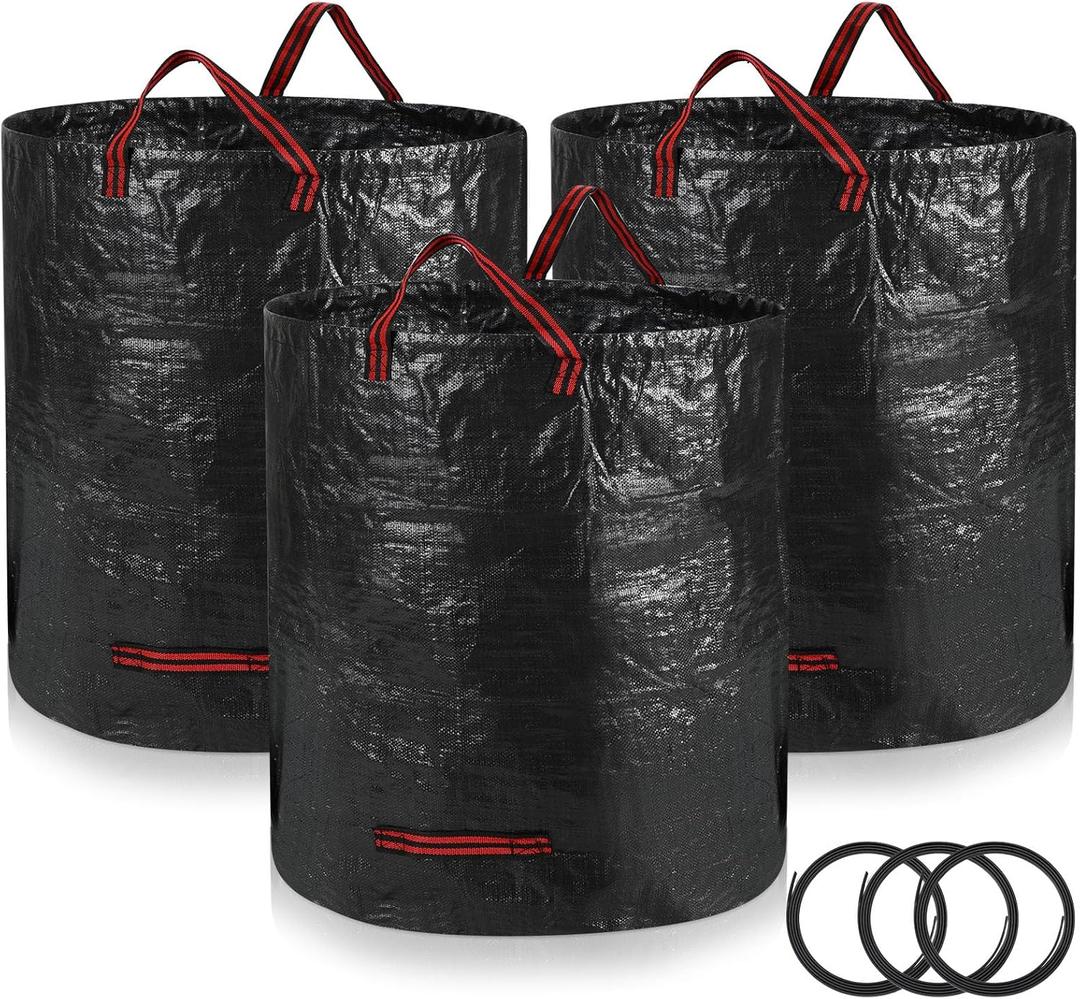 Abbylike 3 Pcs 72 Gallon Reusable Yard Waste Bags Heavy Duty Collapsible Lawn and Leaf Bags with Reinforced Handles for Lawn Pool Leaf Collectors Yard Debris Storage