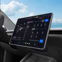 TOPABYTE 3PCS Center Console Accessories for Tesla New Model Y Juniper 2026 2025 Model 3 Highland 2024 Cup Holder Insert, Screen Edge Protector Frame, Wireless Charger Mat Silicone, Black