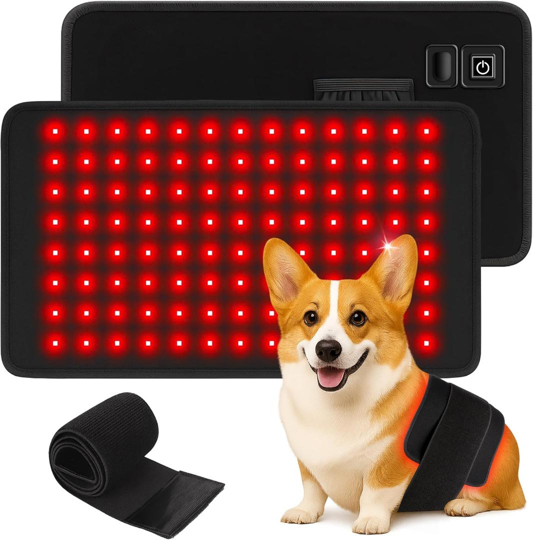 Red Light Therapy Belt for Dogs, Portable 16  8 in 660/850 nm 120-LED Pad, Wearable Infrared Device for Stiff Joints & Back Comfort, Flexible Wrap Straps