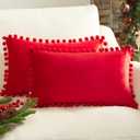 Top Finel Lumbar Pillow Covers 12x20 Set of 2 Red Decorative Pillowcases Soft Velvet Throw Pillow Covers Couch Pillow Cover Day Cute Cushion Pillow Cases