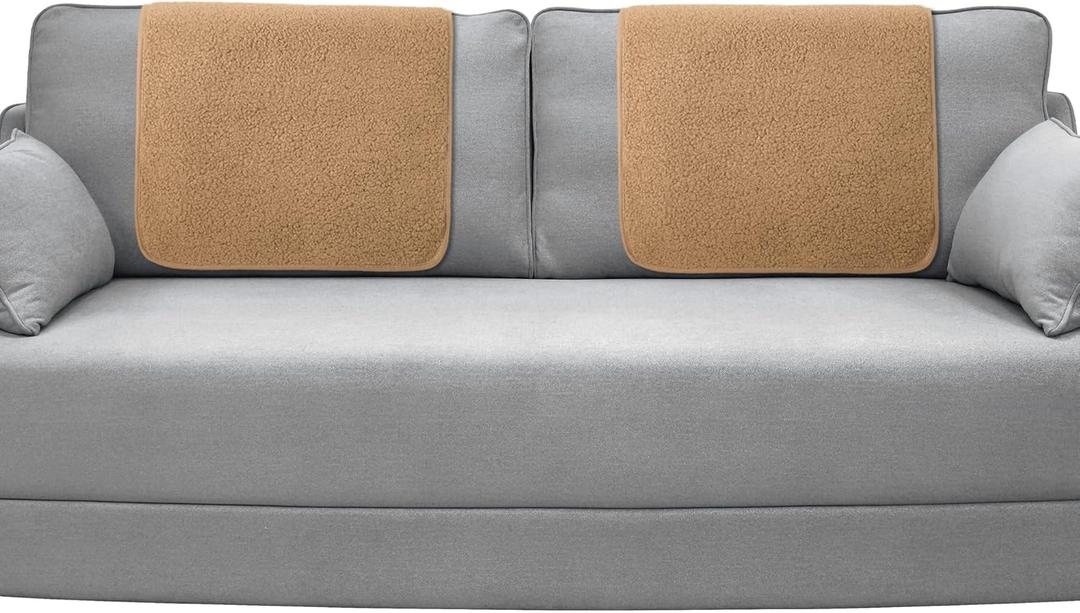 Frienda 2 Pieces Recliner Headrest Covers Sofa Headrest Protector Sherpa for Recliner Chair Couch Furniture Non Slip for Living Room(Camel)