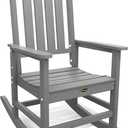 THOEOE Oversized Rocking Chair, Outdoor Rocking Chair for Adults, All Weather Resistant Porch Rocker for Lawn Garden, Grey