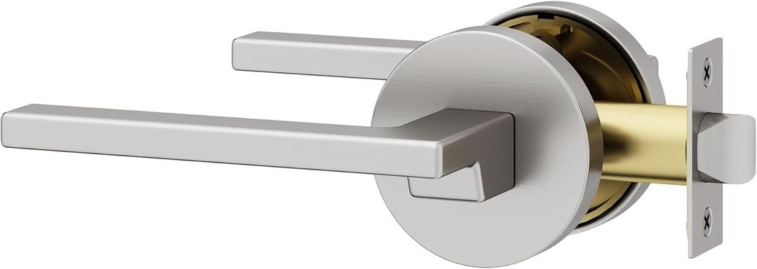 Okun Dune 1-Pack Brushed Nickel Passage Door Levers  Reversible Non-Locking Interior Handles with Sleek Concealed-Mount Design for Hallways & Closets