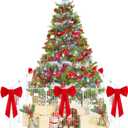 Aneco 12 Pieces Christmas Tree Fences 16 x 12 Inches Tall Christmas Trees Fences Metal Xmas Trees Gate with 6 Pine Branches 6 Red Bows 50 Cable Ties for Pets Kids Xmas Party Garden Barrier