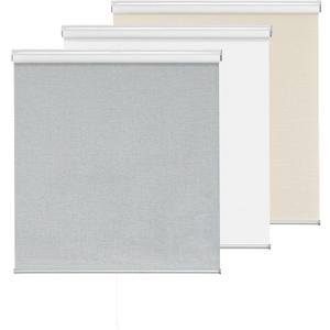 ChrisDowa Cordless 100% Blackout Roller Shade, with Striped Jacquard, Thermal Insulated, UV Protection Fabric, Total Blackout Blinds for Window, French Doors, Home and Office. Light Grey, 36"W x 72"H