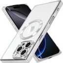 ZIYE Clear Magnetic Case for iPhone 16 Pro Case [Compatible with MagSafe] Luxury Slim Soft Shockproof Support Wireless Charging Phone Cover for Women Girls Girly-Silver