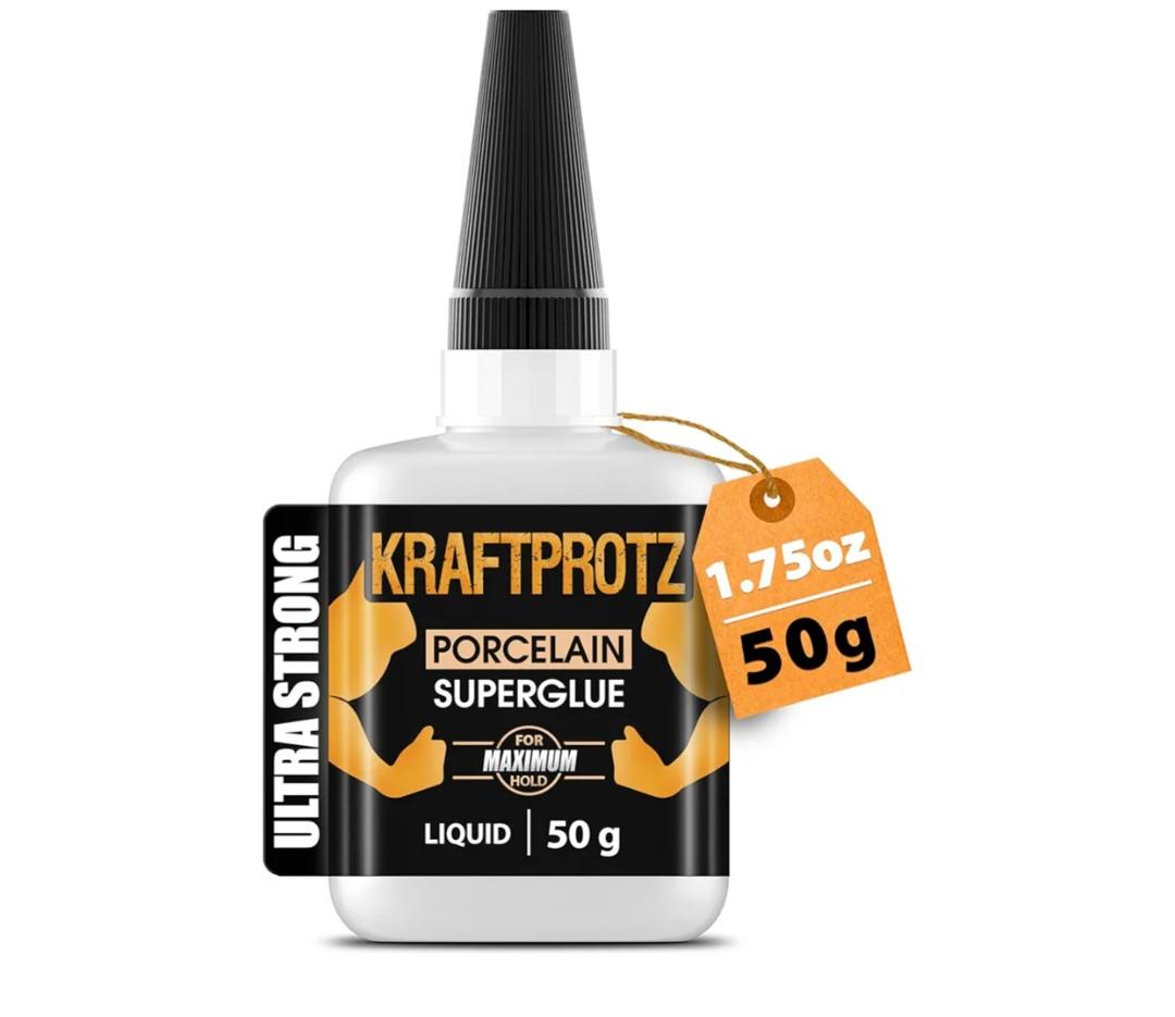 Ceramic Super Glue for Porcelain, Pottery, Tile & China – 1.75 oz XXL – No-Drip, Extra Strong, Waterproof – Precision Tip for Vertical Repairs & Chips (Liquid 1.75oz/50g)